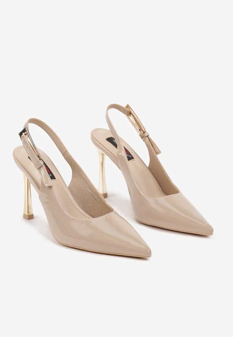 Bež štikle na tanku petu