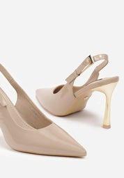 Bež štikle na tanku petu