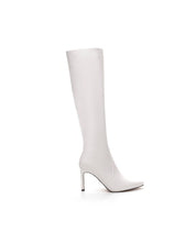 White boots with thin heels