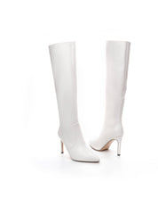 White boots with thin heels