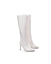 White boots with thin heels