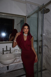 Bordo crvena maxi haljina - Cipelice