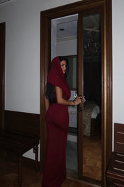 Bordo crvena maxi haljina - Cipelice