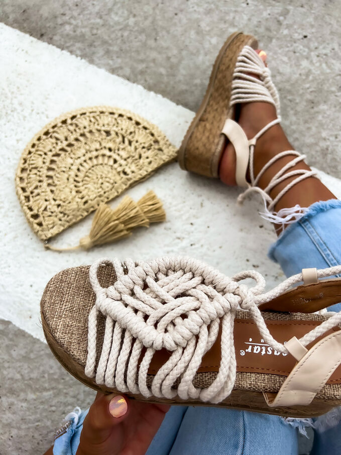 Beige high platform sandals