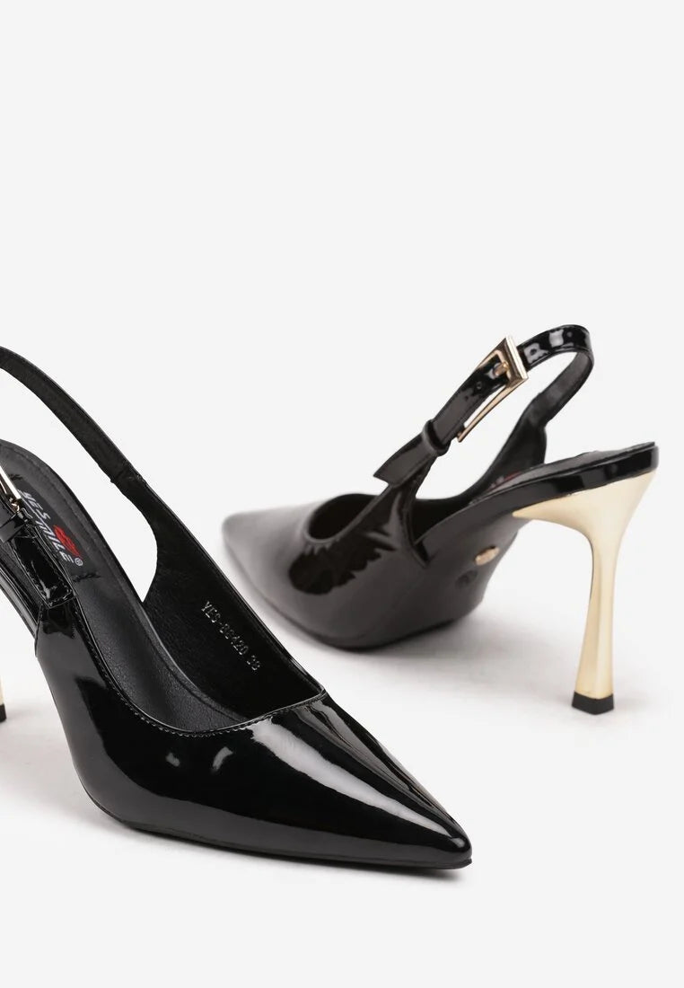 Crne štikle na tanku petu