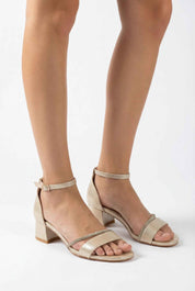 Zlatne sandale na blok petu