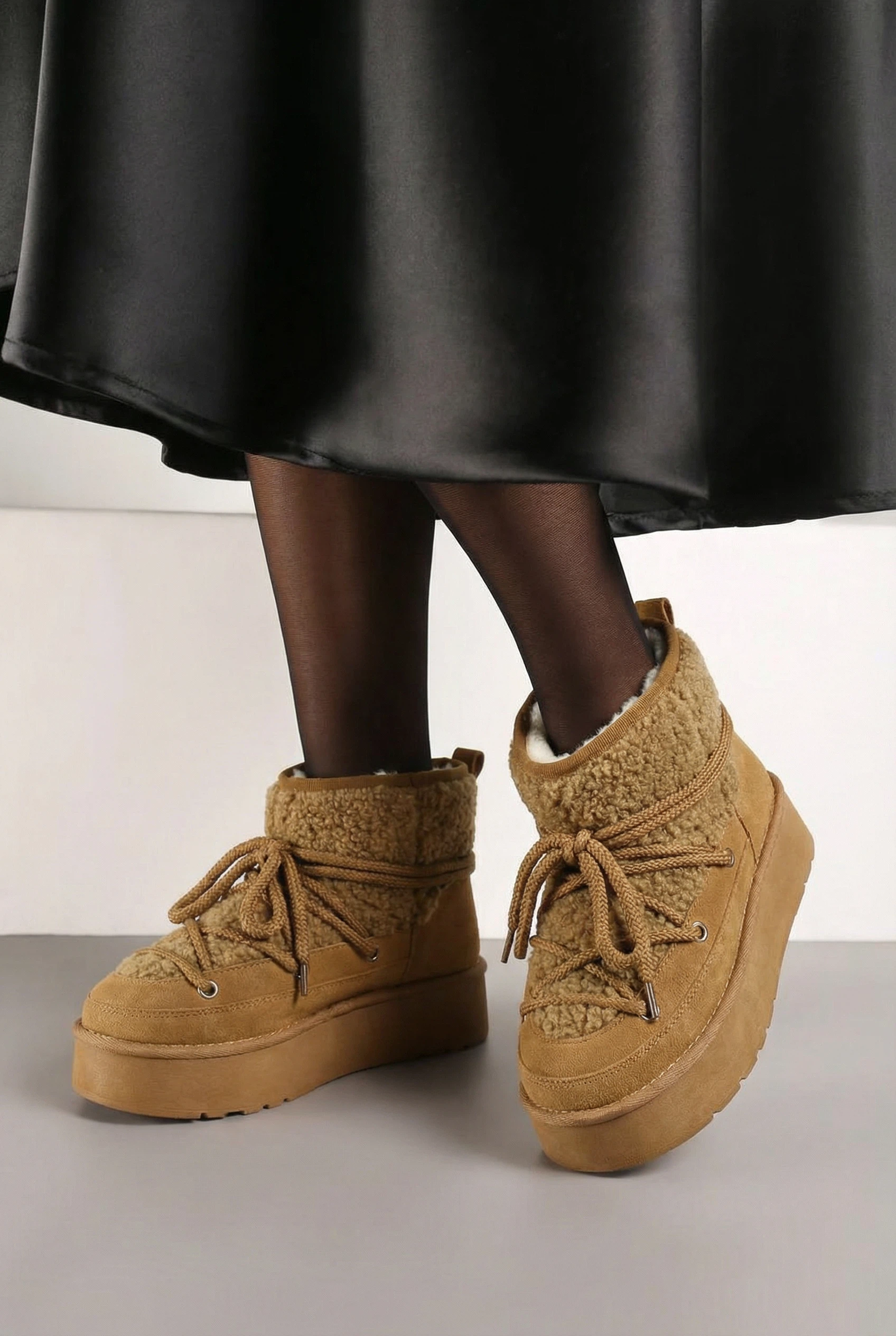 Camel winter ankle boots 