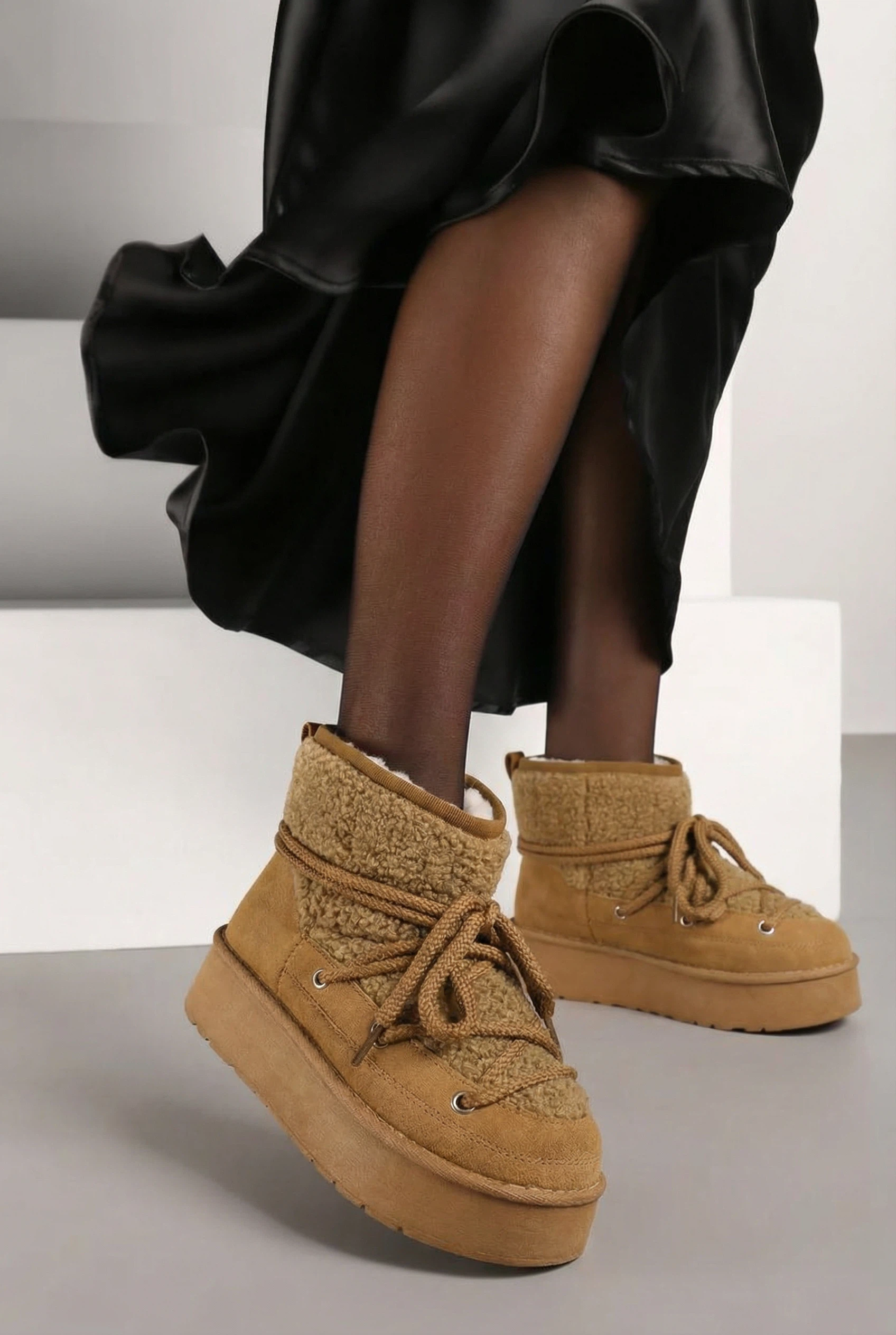 Camel winter ankle boots 