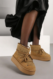 Camel winter ankle boots 