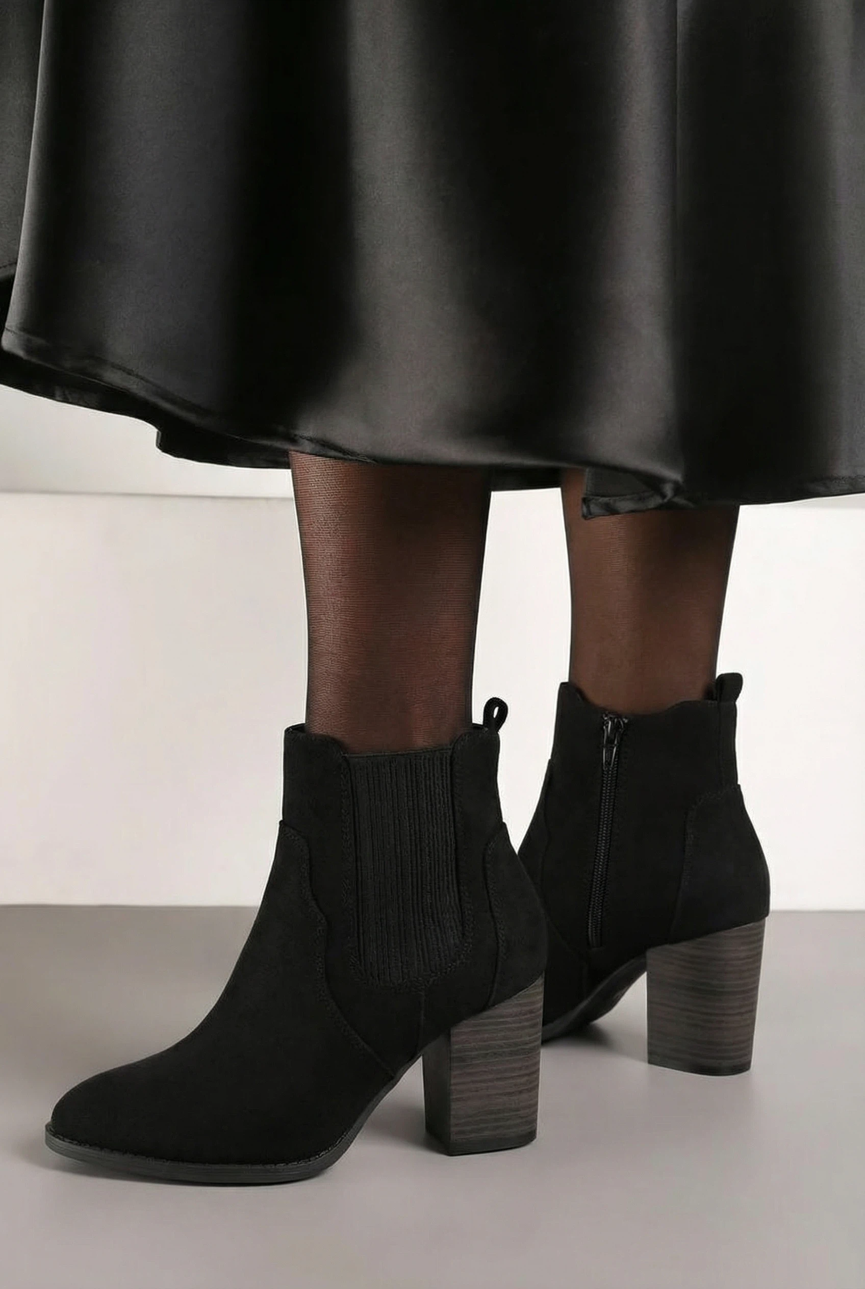 Black block heel ankle boots