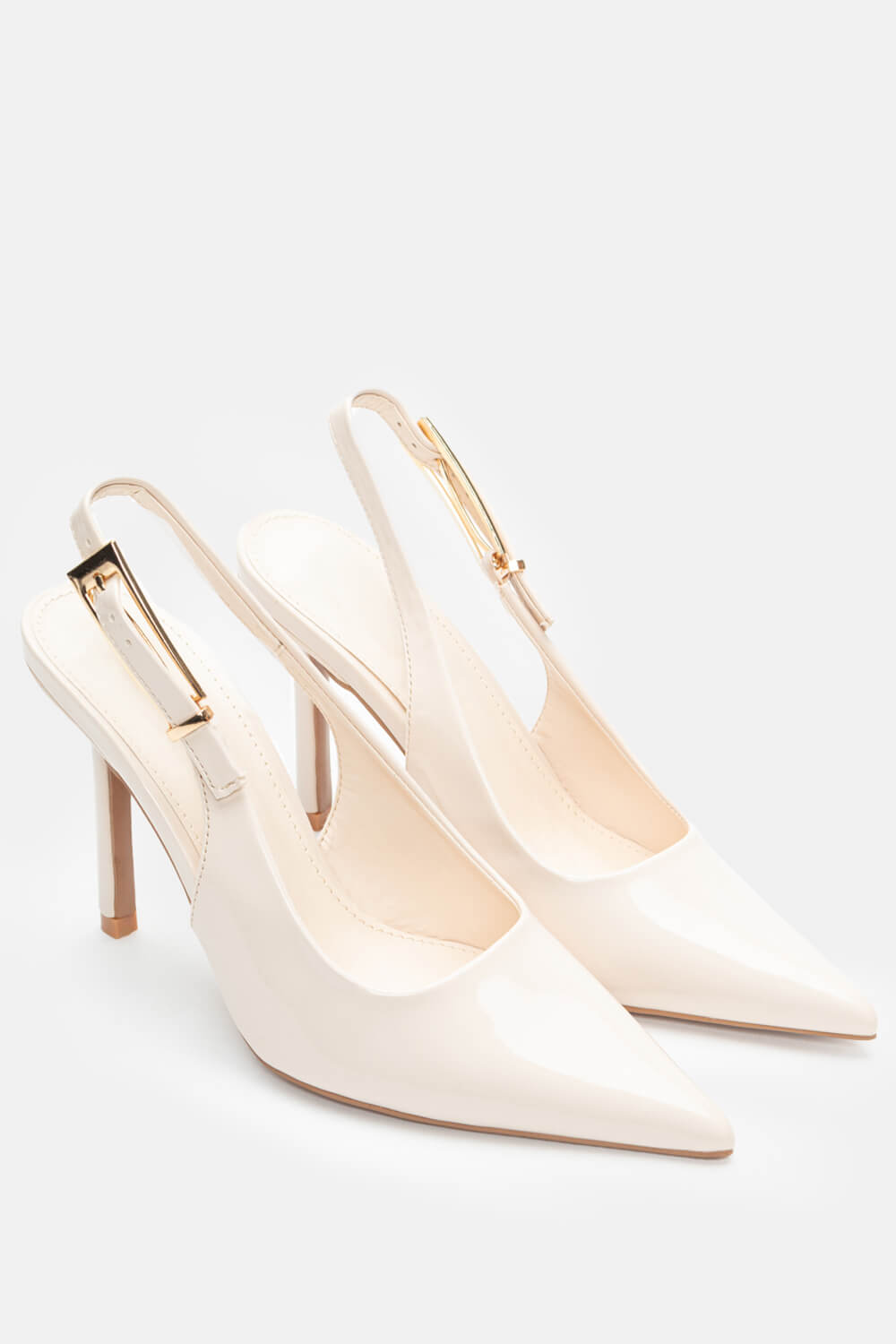 Beige heels on a thin heel