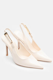 Beige heels on a thin heel
