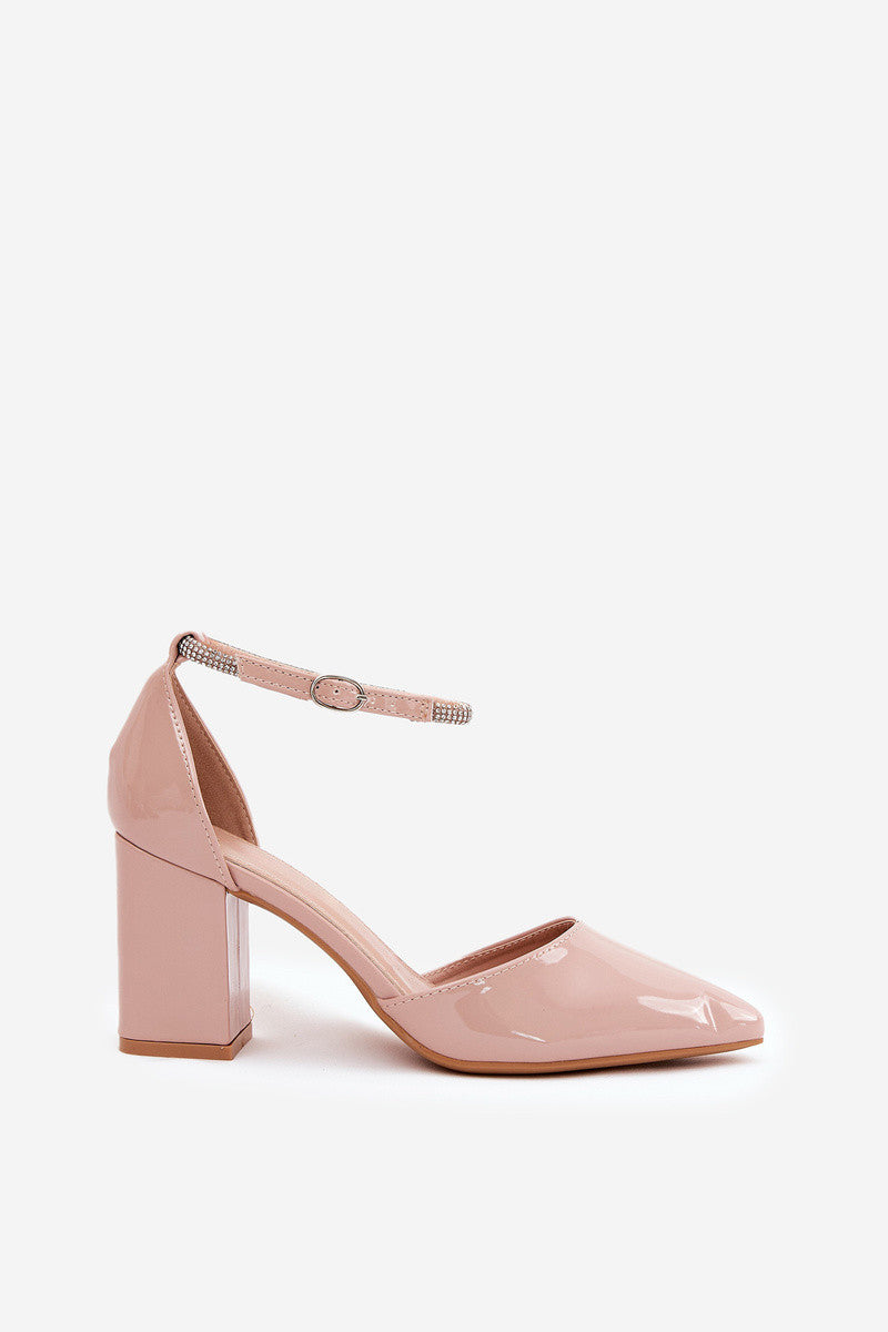 Beige block heel sandals