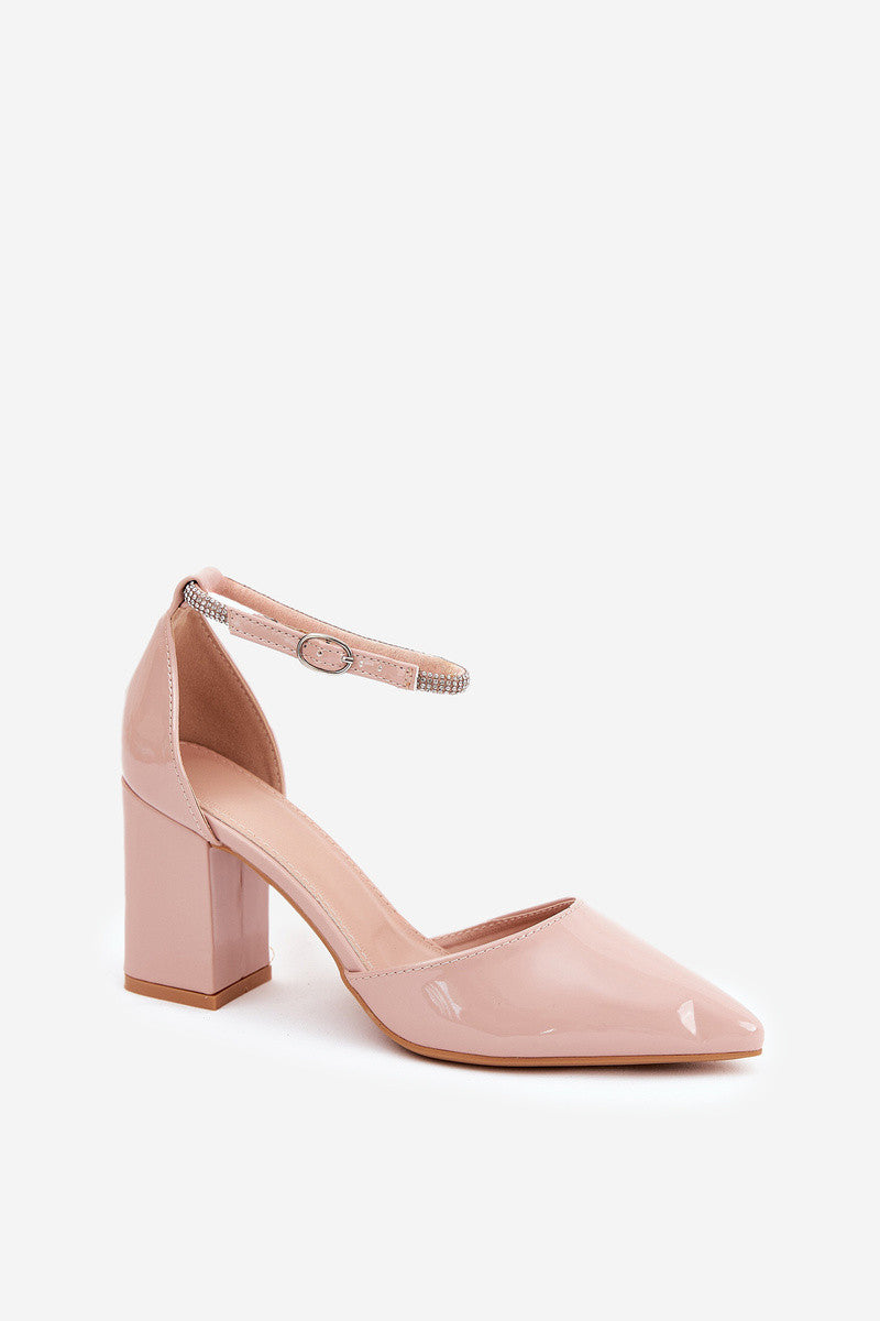 Beige block heel sandals