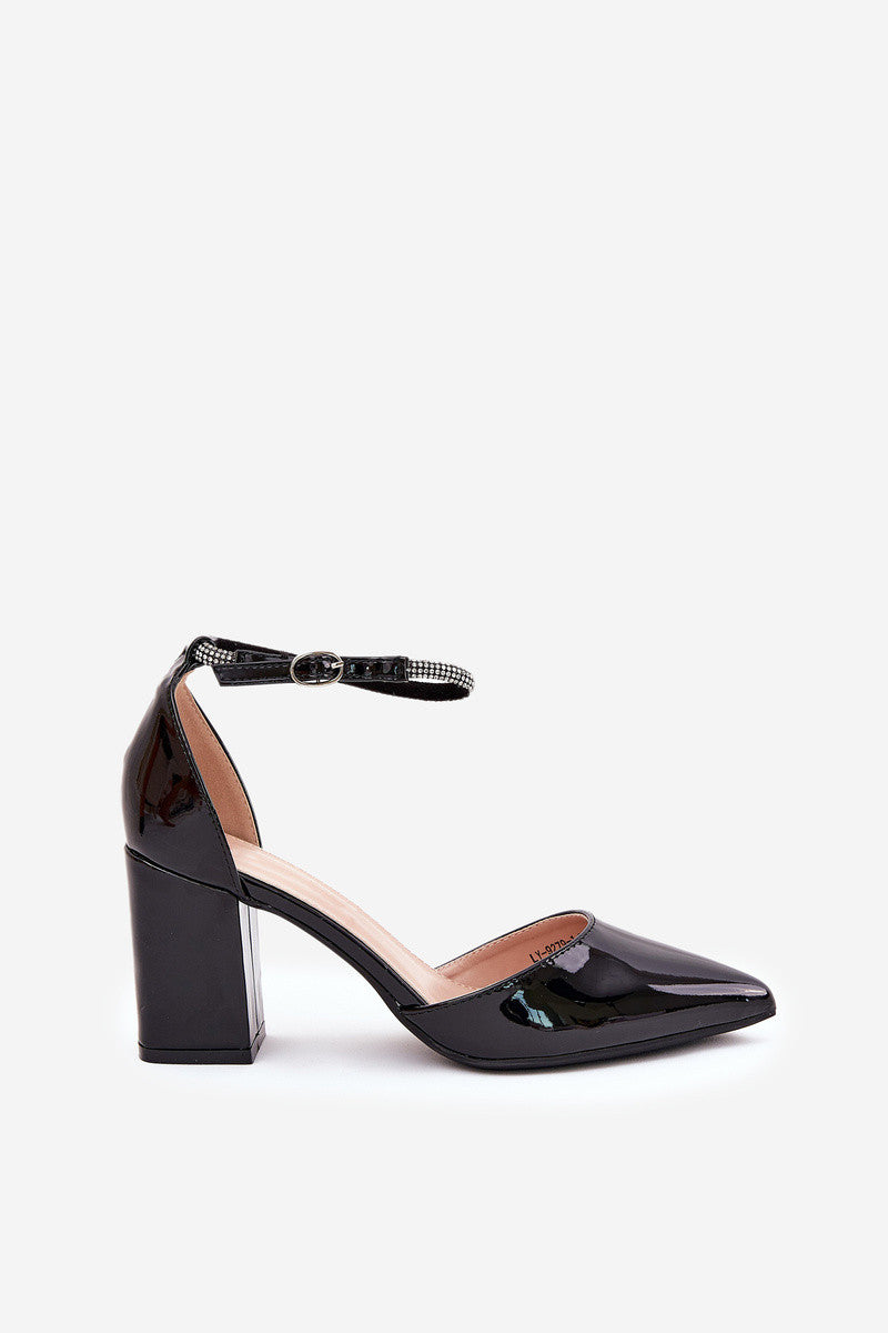 Black block heel sandals