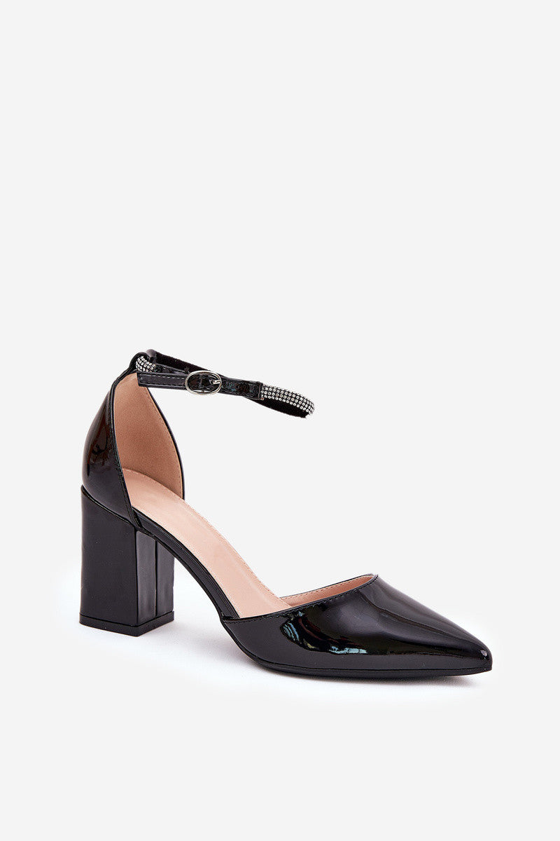 Black block heel sandals