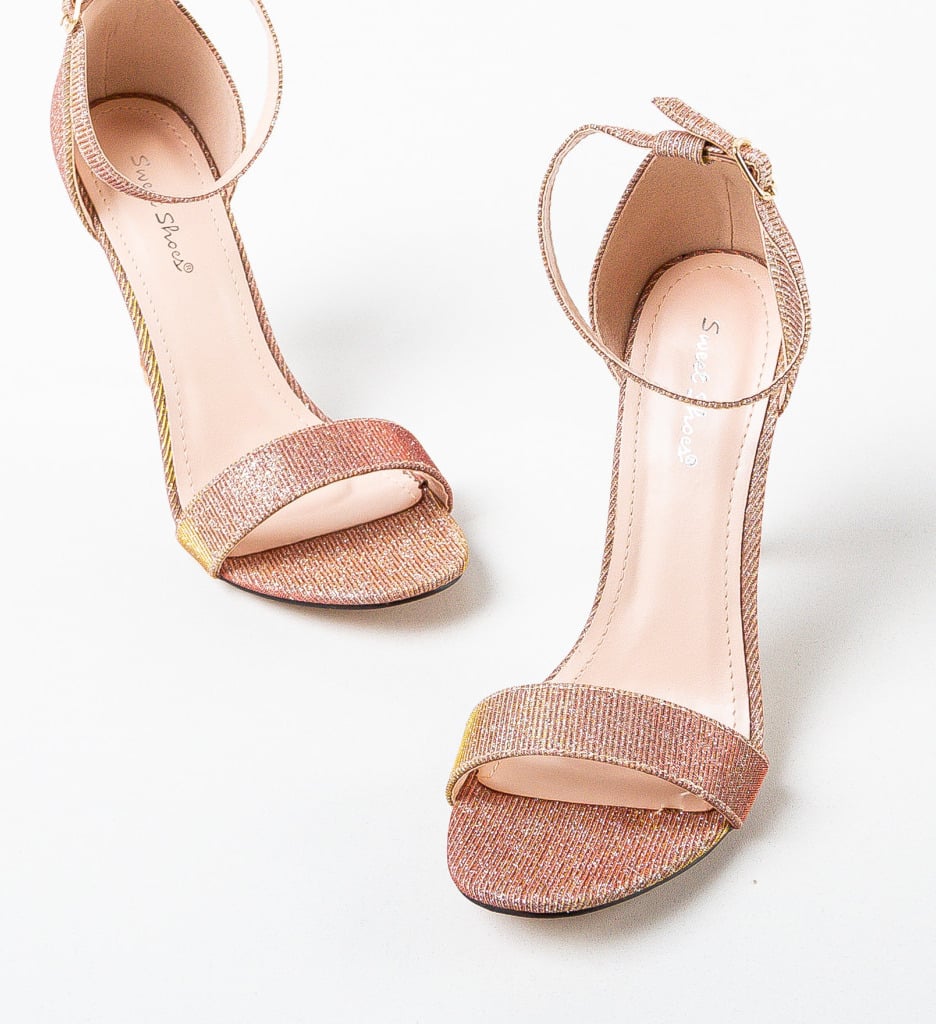 Champagne sandals with thin heels