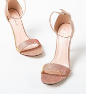 Champagne sandals with thin heels