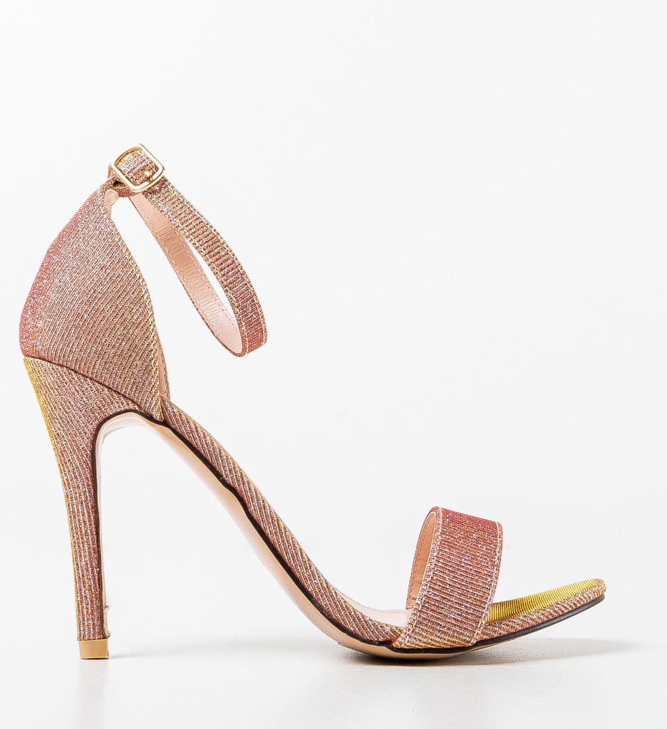 Champagne sandals with thin heels