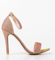 Champagne sandals with thin heels