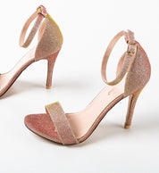 Champagne sandals with thin heels