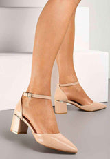 Sandals with a low block heel