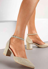 Sandals with a low block heel