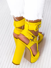 Yellow block heel sandals