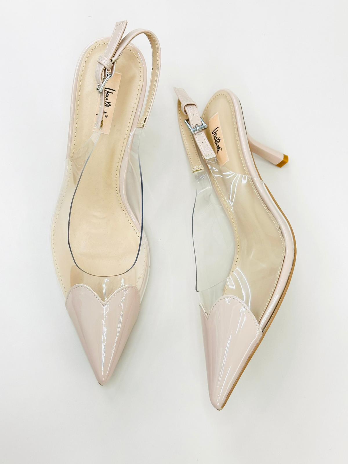 Beige heels on a thin heel