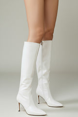 White boots with thin heels