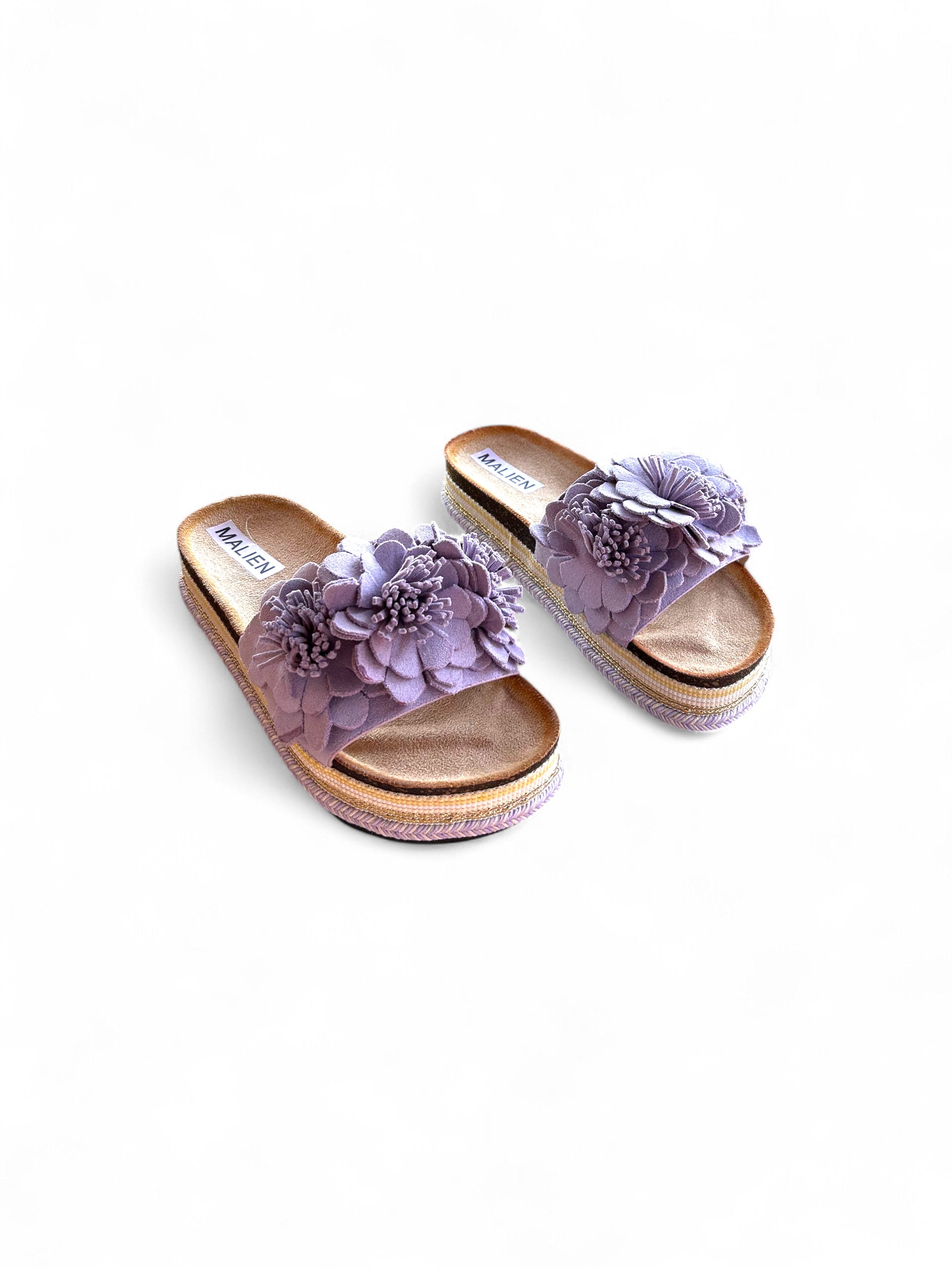 Pink flat shoes with a platform