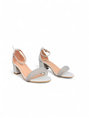 Silver block heel sandals