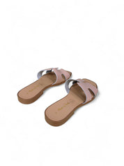 Black genuine leather slippers