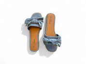 Blue flat slippers