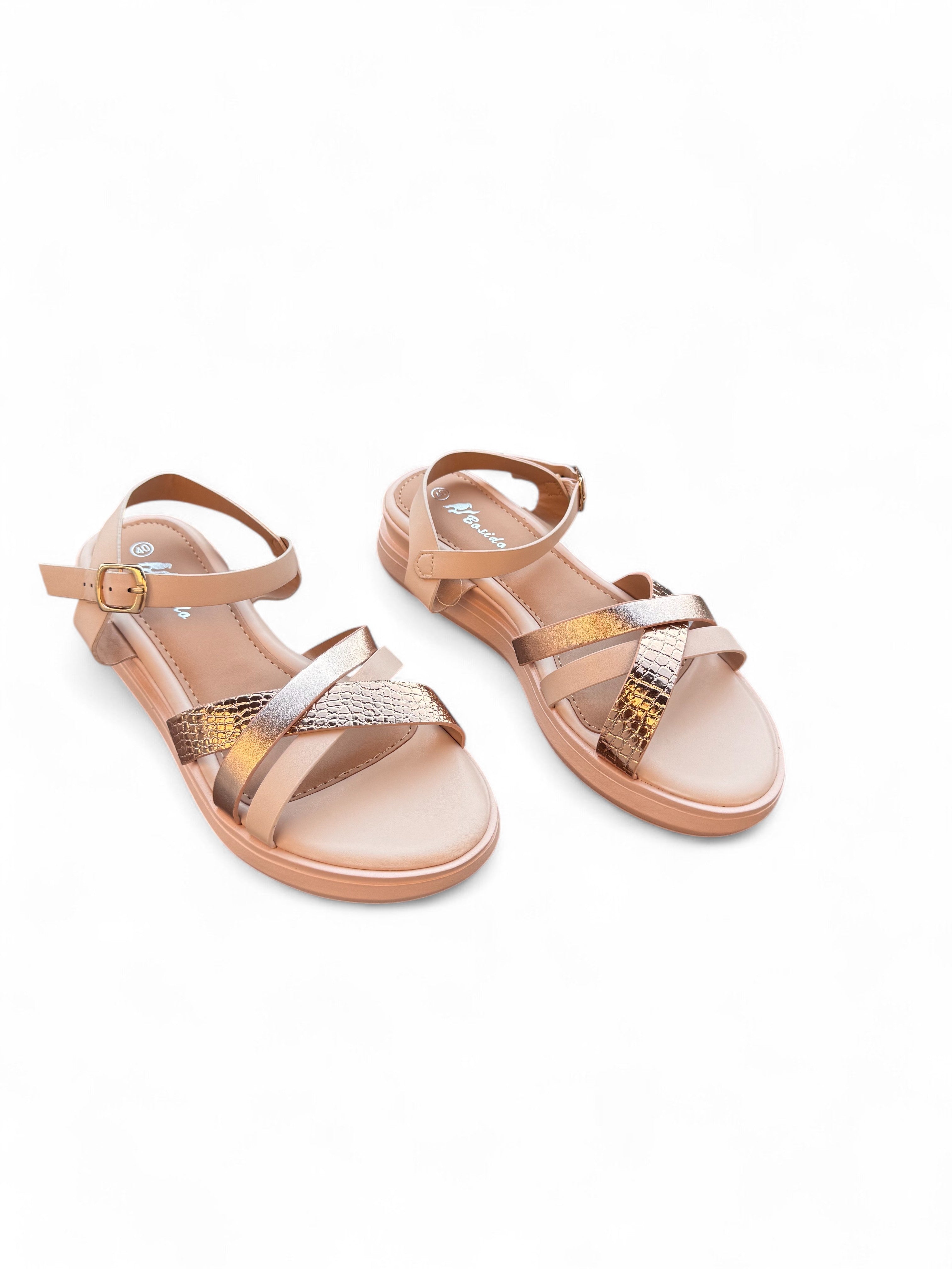 White flat sandals