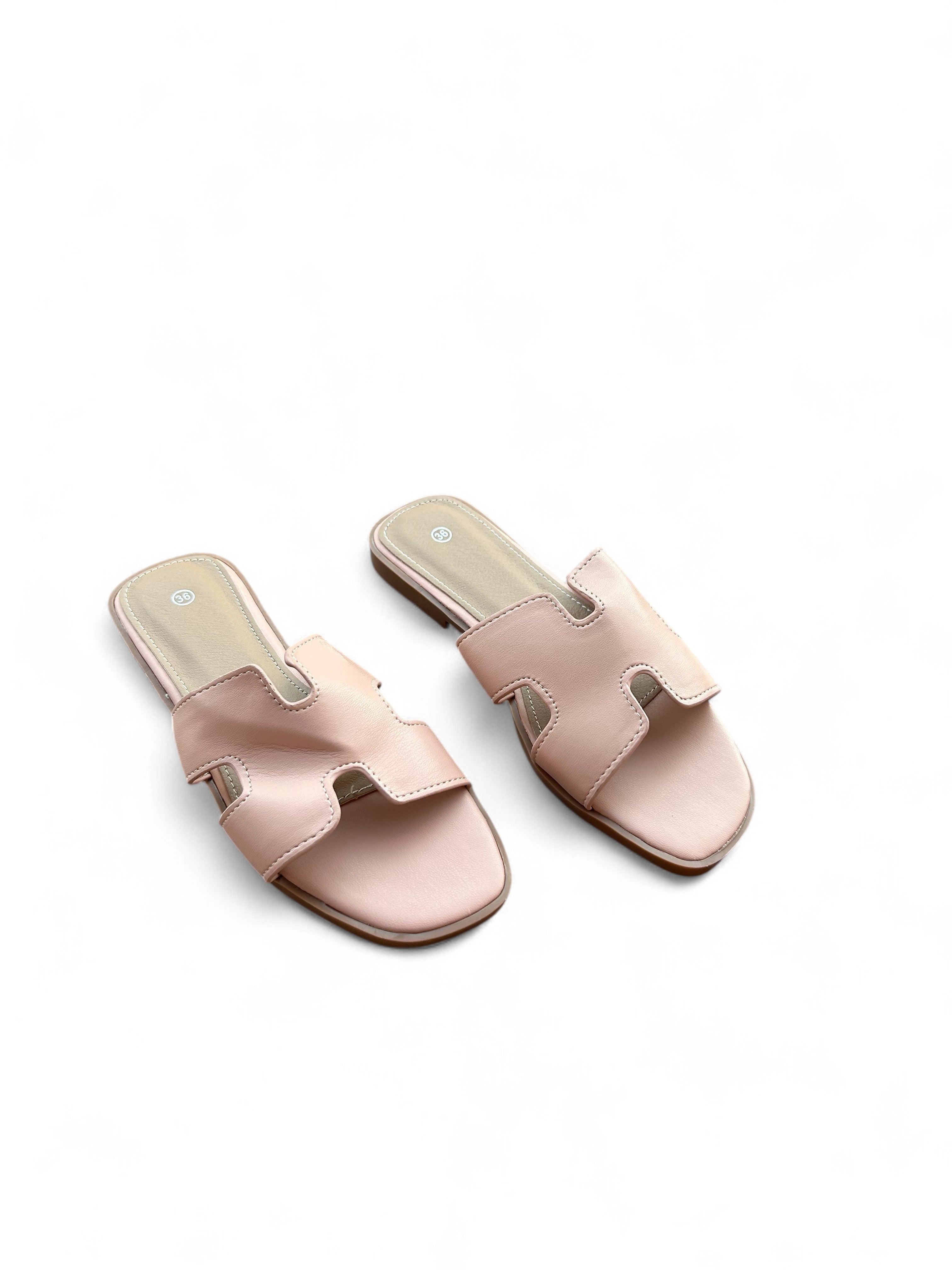 Pink flat slippers